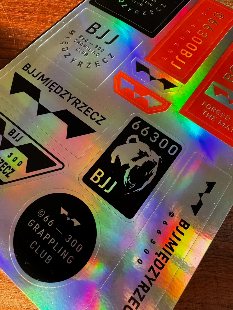 Zestaw holograficznych naklejek BJJ Międzyrzecz